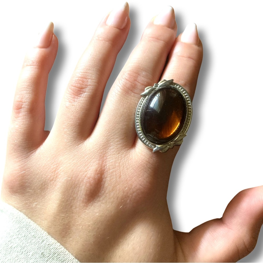 Ring | Elegant Silver and Brown Topaz